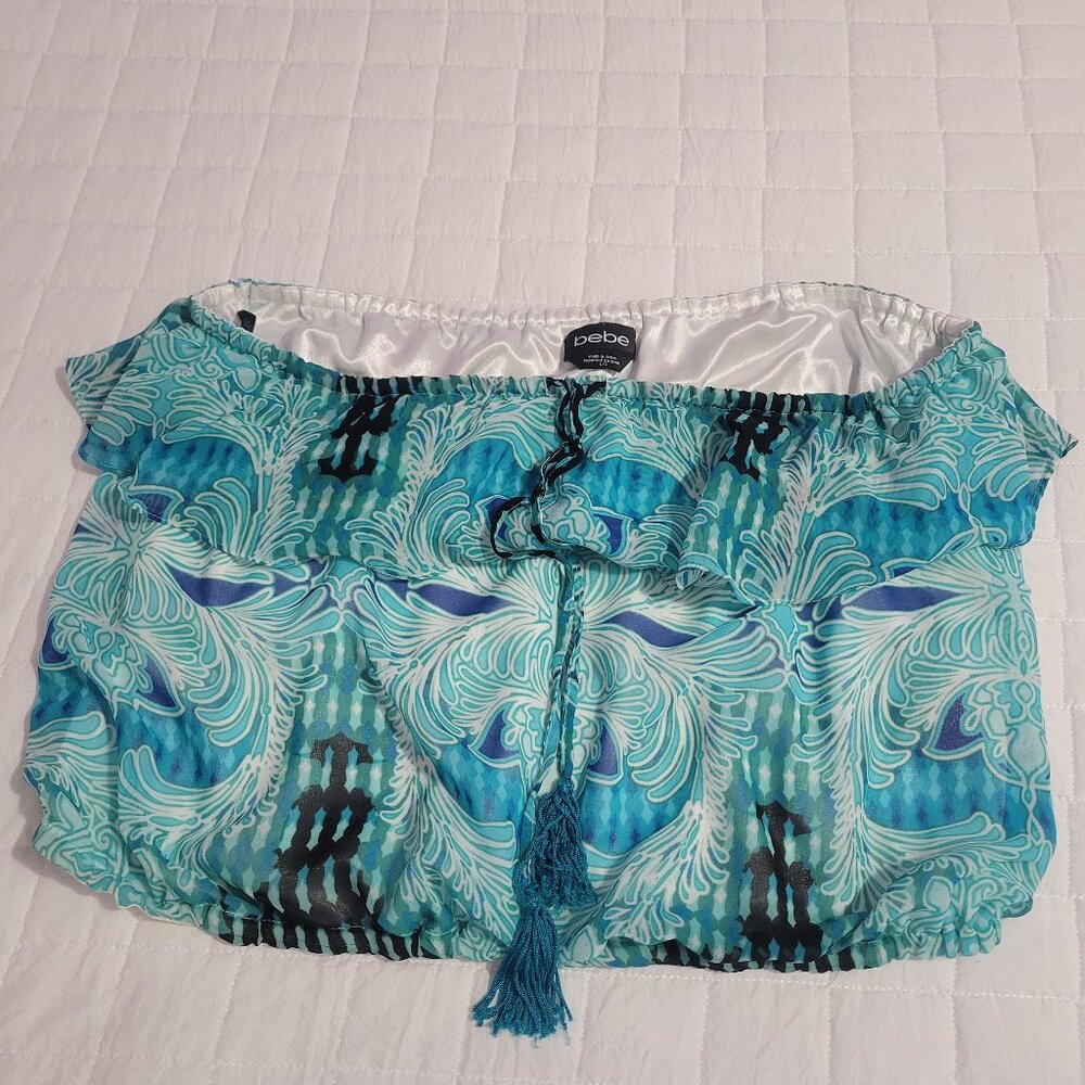 Bebe green multicolor strapless top